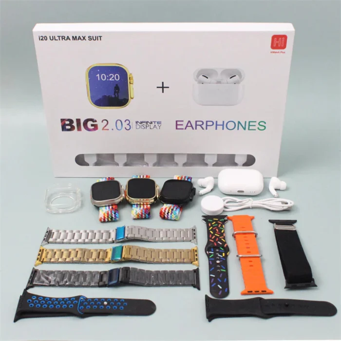 i20 Ultra Max Smartwatch + AirPods | 10-in-1 Bundle - Image 2